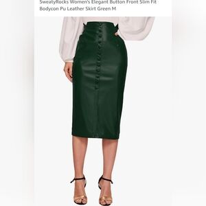 Green pleather pencil skirt
